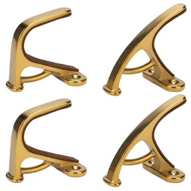 Imagem de KIMIWISE Suporte de parede com suporte de parede de feltro horizontal de metal resistente para segurança de armazenamento de rifles e espingardas, 2 pares (ouro)