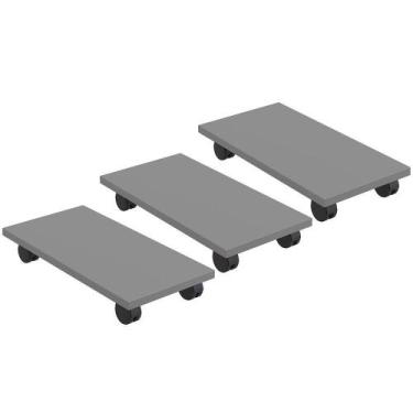 Imagem de Kit 03 Suportes Para Cpu Com Rodízios Cyber L03 Cinza - LYAM DECOR