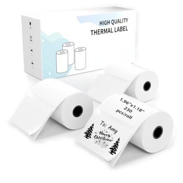 Imagem de NADAIIN Fita adesiva N20, 3 rolos 1,96" x 1,18" (50 mm x 30 mm) 230 etiquetas/rolo de fita térmica laminada genuína, papel de etiquetas adesivas resistentes à prova de óleo, preto sobre branco