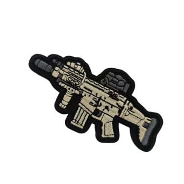 Imagem de Ruoming 1 peça de remendo bordado com design de rifle tático, fecho de gancho e laço estilo militar, para coletes e bolsas (rifle 12)