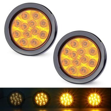 Imagem de Ledvillage 2 peças de luz traseira de LED âmbar de 10 cm com 3 modos (baixo/alto/estroboscópico), 12 ilhós de LED e plugue de pinos, 12 V CC para trailer, caminhão, trailer, trator