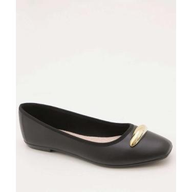 Imagem de Sapatilha Feminina Bico Quadrado Moleca-35047, 37, Preto