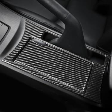 Imagem de BETTERHUMZ Compatível com Mazda 3 Axela 2010 2011 2012 2013 Mazdaspeed 3 porta-copos de fibra de carbono caixa de armazenamento painel acabamento capa de console central adesivo decoração carro