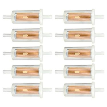 Imagem de 10 filtros de combustível 695666 845125 5065 adequados para trator de cortador de grama John Deere D100 D105 D110 D120 com linha de combustível de 0,6 cm