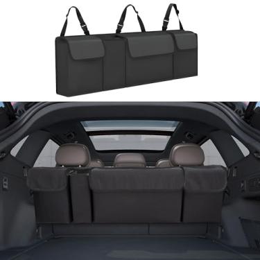Imagem de Tioollev Organizador de porta-malas de carro, armazenamento grande para pendurar no banco traseiro com alças ajustáveis, bolsa de carga dobrável de PVC impermeável, acessórios interiores de carro para