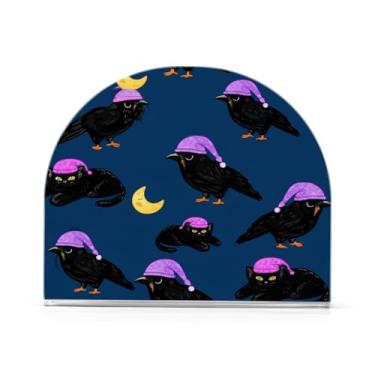 Imagem de Wassud Porta-guardanapos acrílico Spooky Crows, dispensador de guardanapos de papel moderno em forma de U para mesa, cozinha, sala de jantar, bancada 1 peça (comporta 50-60 guardanapos)