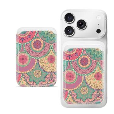 Imagem de Suporte magnético para iPhone, carteira fina de couro PU, capa para cartão, capa traseira para cartão, acessório de telefone fofo