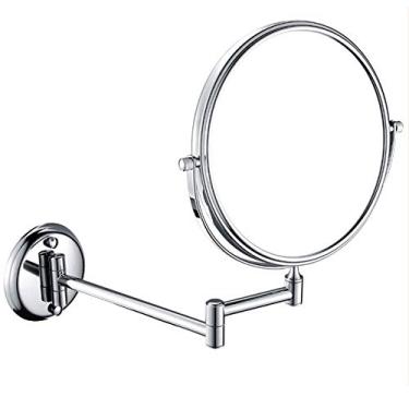 Imagem de LMJYU Espelho de parede para banheiro, espelho de maquiagem montado na parede, ampliação de 10x, espelho de barbear de banheiro com ampliação dupla face, redondo, espelho giratório