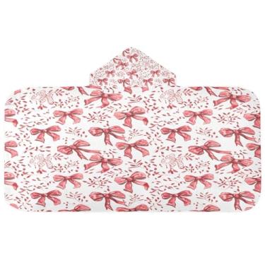 Imagem de CEBUGI Toalha de banho com capuz Red Bows para crianças toalha de banho macia absorvente com capuz 127 x 59,7 cm toalha de banho de praia para meninos e meninas