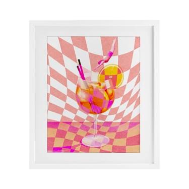 Imagem de Stupell Industries Estampa retrô quadriculada para coquetel de verão branca sob vidro, design de Lil' Rue, 53 x 43 cm