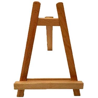 Imagem de Cavalete de mesa de madeira maciça - Banco compacto de madeira para pinturas a óleo e exibições de propaganda
