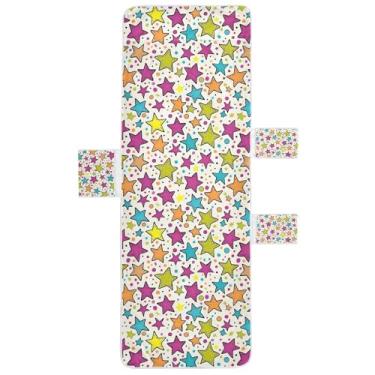 Imagem de STAYTOP Linda capa de toalha de espreguiçadeira de estrelas coloridas, capa de espreguiçadeira macia, capas de cadeira de praia com bolsos para jardim ao ar livre, pátio, pátio, banhos de sol, gramado