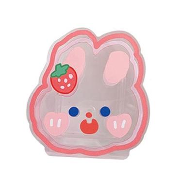 Imagem de POCREATION Estojo Transparente para Canetas, Fofo Estojo de Acrílico para Pincéis de Maquiagem Em Estilo Cartoon para Mesa de Escritório ou Toucador, Com Design Multifuncional (3. Coelho Morango)