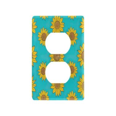 Imagem de Wassud Girassóis Interruptor de Luz Placa de Cobertura Decorativa para Tomadas Elétricas Duplex 4,53 x 2,76 Polegadas