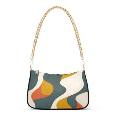 Imagem de CEBUGI Bolsas transversais femininas bolsa de ombro com fundo abstrato, bolsa clutch elegante com alça de corrente