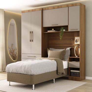 Imagem de Quarto Modulado Solteiro com Guarda-roupas Maleiro e Cabeceira Paris Master Luciane Moveis