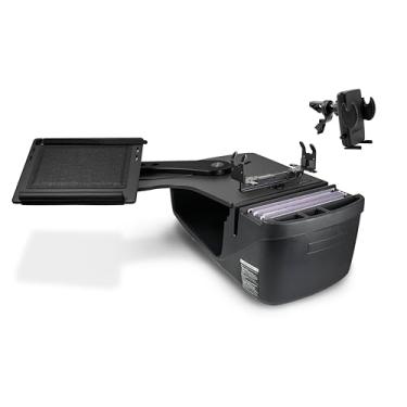 Imagem de AutoExec Alcance o banco traseiro da mesa para a estação de trabalho do seu veículo e escritório móvel, preto, com suporte para impressora e clipe de ventilação do telefone