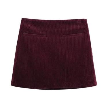 Imagem de Saia Mini A-Line De Cintura Alta Com Zíper Lateral Para Mulheres, Esti