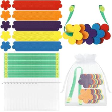 Imagem de Tegeme 12 conjuntos de jogo de botões de feltro, artesanato de feltro, prática de botões de flores para crianças Montessori, artesanato prático para habilidades motoras finas, currículo pré-escolar