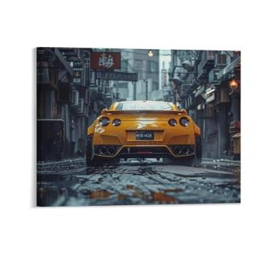 Imagem de HouLaiZhe Jdm amarelo carro 350z pôsteres tela estética decoração de quarto pintura de parede impressões de sala de galeria decoração de parede para quarto sala de estar escritório 08 x 10 polegadas