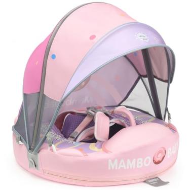 Imagem de Mambobaby Newest Add Tail Never Flip Over Non-Inflável Baby Swim Float Soft Skin Foam Pearl Foam Solid Water Floats Smart Swim Trainer Infant Pool Flutuador de natação com toldo de sol (CR)