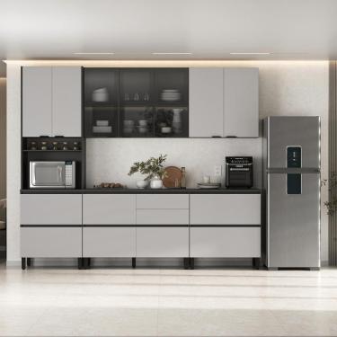 Imagem de Cozinha Completa Itatiaia Lumina 270cm Em Madeira MDF Grafite-fendi