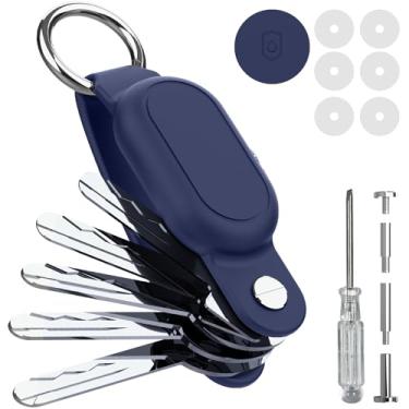 Imagem de Miimall Compatível com Samsung Galaxy SmartTag2, capa protetora de silicone para Galaxy SmartTag2 com chaveiro para chaves, carteira, bagagem, coleira de cachorro, azul