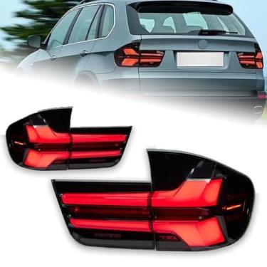 Imagem de TYPY Conjunto de lanternas traseiras de carro para BMW X5 E70 2007-2013 LED conjunto de lanterna traseira luzes traseiras sinal dinâmico acessórios automotivos 1 par (manchado e vermelho)