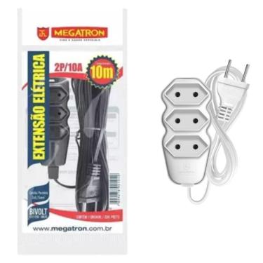 Imagem de Extensão Elétrica Megatron 2x0,75mm 2p 10a Branca 10m
