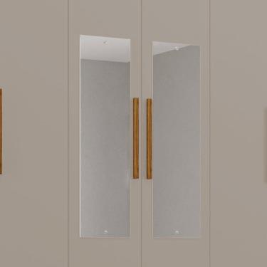 Imagem de Roupeiro Dinamarca Com Espelho 6 Portas 9 Gavetas Salleto Cinamomo/off White