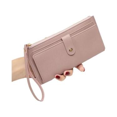 Imagem de Carteira Feminina Ultra Fina Mini Em Couro PU, Bolsa Longa Para Cartõe