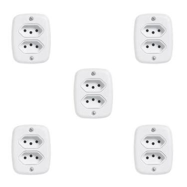 Imagem de Cinco Conjuntos com 2 Tomadas 2p+t 20a 250v, com Placa de Sobrepor - P