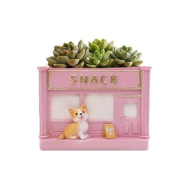 Imagem de HDKXBEJ Pequenos vasos de suculentas em forma de nuvem, vasos fofos para cães de 8,4 cm com orifícios de drenagem, mini vasos de flores de resina engraçados para presentes de escritório em casa e