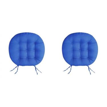 Imagem de Almofada Futon Redonda 9 Furos 40x40 cm almofada para cadeira para Cadeira Banco e Sofá com Amarração Assento Decorativo Confortável Uso Diário(Azul Royal)