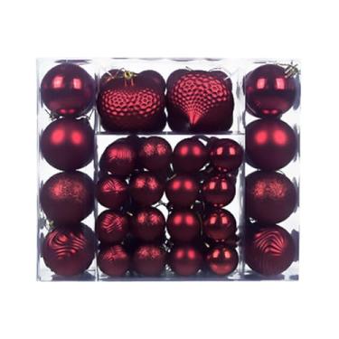 Imagem de Nishiyuenyi 48 Enfeites de Natal para Pendurar Na árvore, Bolas Decorativas para Pendurar Na Parede, Enfeites de Natal para Guirlandas E Decorações Natalinas, Vermelho, Tamanho real