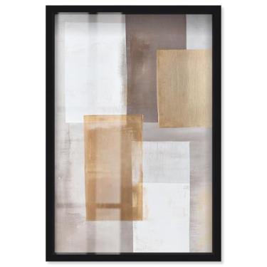Imagem de Interlocking of Planes III Shadowbox Print Boho Gold Wall Art por Art Remedy, moldura preta, 28 x 40 cm