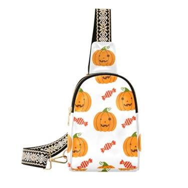 Imagem de CEBUGI Pumpkins pequena bolsa tiracolo feminina de couro, pochete para caminhadas, viagens ao ar livre