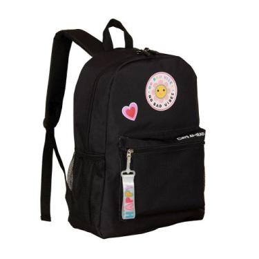 Imagem de Mochila Escolar Grande No Bad Vibes Menina Clio, Preta