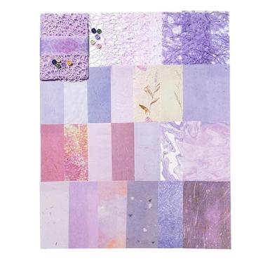 Imagem de 26 folhas de papel decorativo de cores sortidas com tons de renda e padrões de grade para agenda, diário, bolsa de alfinetes, artesanato DIY