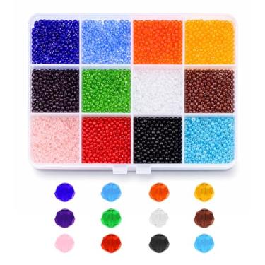 Imagem de Mandala Crafts Contas de cristal redondas de 2 mm – 1800 contas de vidro facetadas para fabricação de joias, pulseiras, colares, brincos e contas