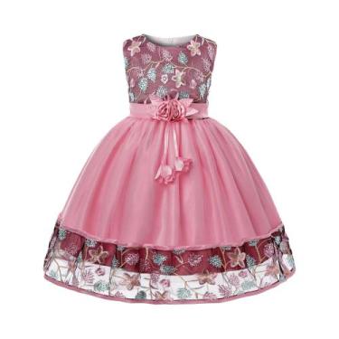 Imagem de Vestido De Festa Princesa Com Renda Para Meninas, Bordado Europeu-Amer