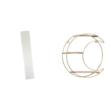 Imagem de Whtkoph Abajur de Chão em Papel para Sala de Estar com Prateleira Metálica Escalonada para Pendurar Na Parede, Multifuncional, Economiza Espaço, M