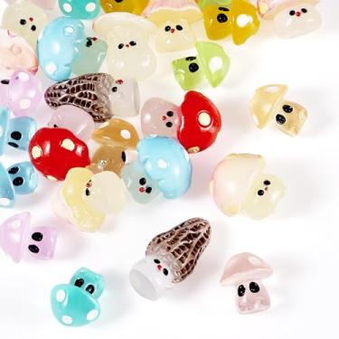 Imagem de Craftdady 26 miniestatuetas de cogumelo luminoso de resina de cogumelo, gramado, fada, jardim selvagem, bonsai, artesanato, decoração, enfeites de cogumelos que brilham no escuro para casa, faça você