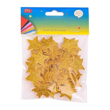 Imagem de WEISUYUUS 60 peças de adesivo de estrela de espuma brilhante em forma de estrela para fazer cartões, scrapbook, decoração de festas de Natal