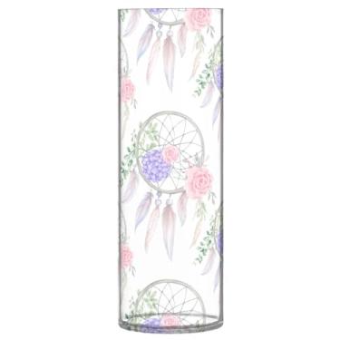 Imagem de CEBUGI Vaso de flores Dreamcatcher 10 x 30 cm, vaso cilíndrico para flores, vaso transparente inquebrável para decoração de casa de festa de casamento