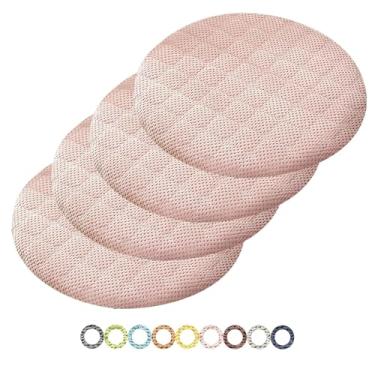 Imagem de Yadlan Almofadas redondas para cadeira de 45 cm, almofadas de cadeira com zíper, almofada de assento confortável antiderrapante com capa removível para escritório em casa, rosa, 4 peças