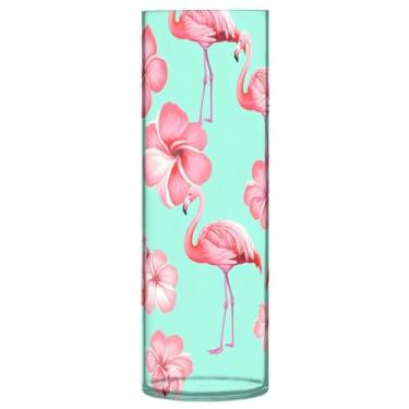 Imagem de CEBUGI Vaso de flor de flamingo, 10 x 30 cm, vaso cilíndrico para flores, vaso transparente inquebrável para decoração de casa de festa de casamento
