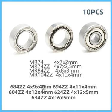 Imagem de Rolamento De Esferas De Canal Profundo 4mm ID 10 Peças MR74ZZ MR84ZZ 6