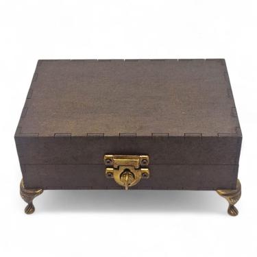 Imagem de Porta Tarô Baralho Madeira Rústica Veludo Vermelho Artesanal