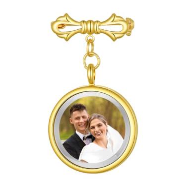 Imagem de Amuletos para fotos de buquê de noiva de casamento, dourado, dourado, buquê de casamento, alfinete, berloque de noivo, faça você mesmo, broche, kit de fabricação de broches de vidro redondo de dupla